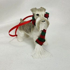 Sandicast Christmas Ornament, Gray Schnauzer Dog Hand Painted Animal